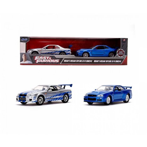 Set Masinute Metalice Fast & Furious Brian's Nissan Skyline Gt-r(bnr34) Scara 1 La 32 - imagine 7